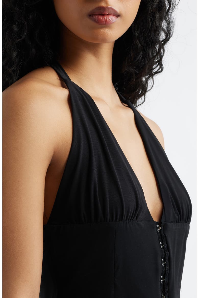 The Coco Plunge Neck Halter Crop Top, Alternate, color, BLACK