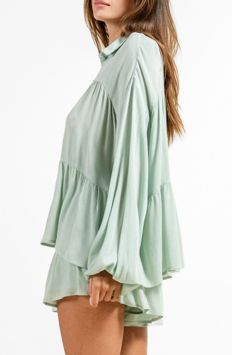 Beivy Tiered Button-Up Shirt, Alternate, color, Sage