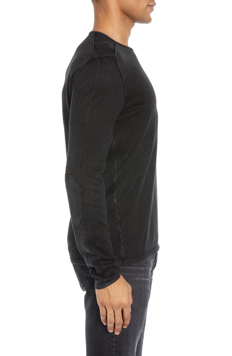 John Varvatos Walter Long Sleeve Acid Wash Crewneck T-Shirt, Alternate, color, Black