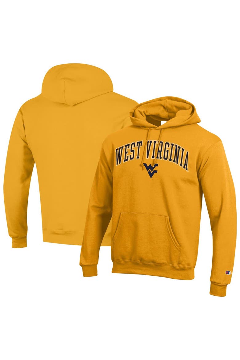 Men's Champion  Gold West Virginia Mountaineers Arch Over Logo Pullover Hoodie, Main, color, Gold
