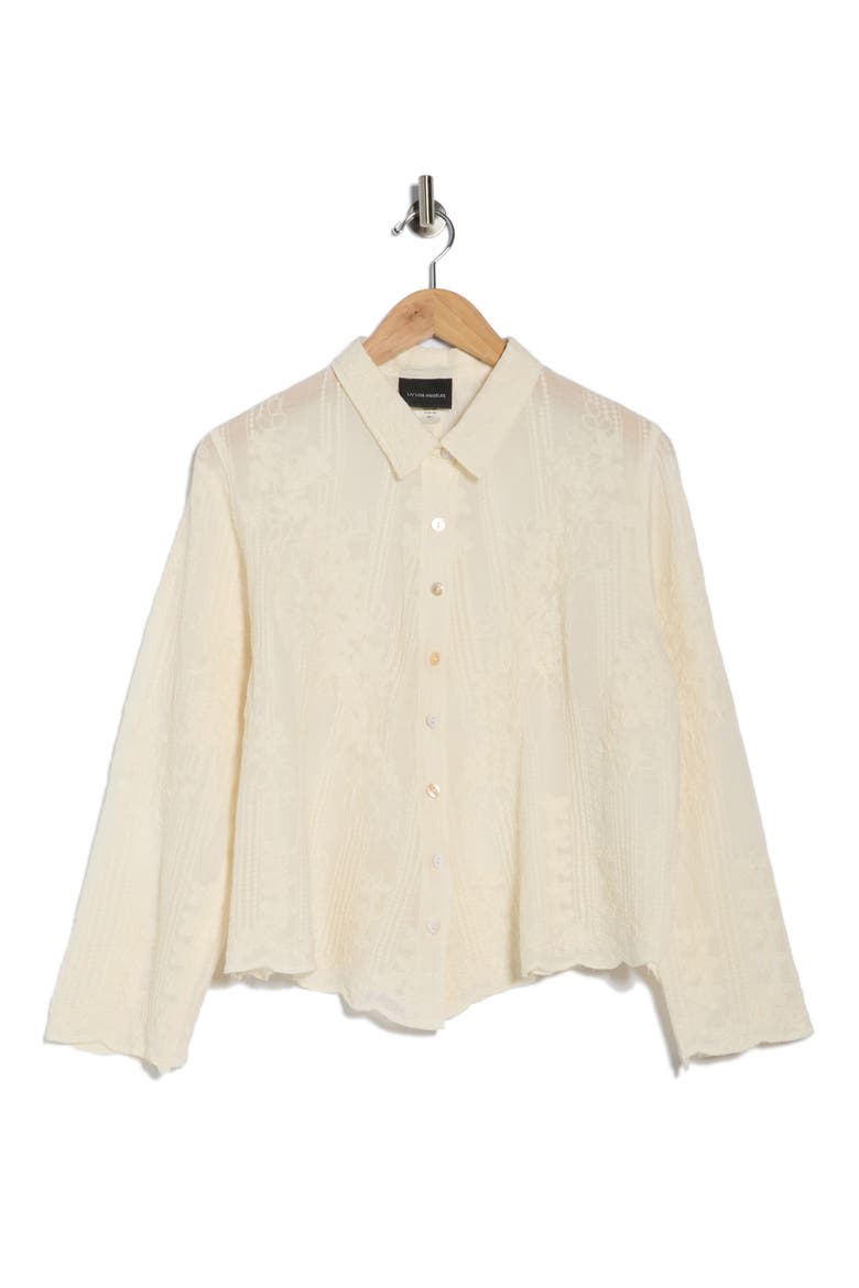 Textured Cotton Button-Up Shirt, Alternate, color, NATURAL