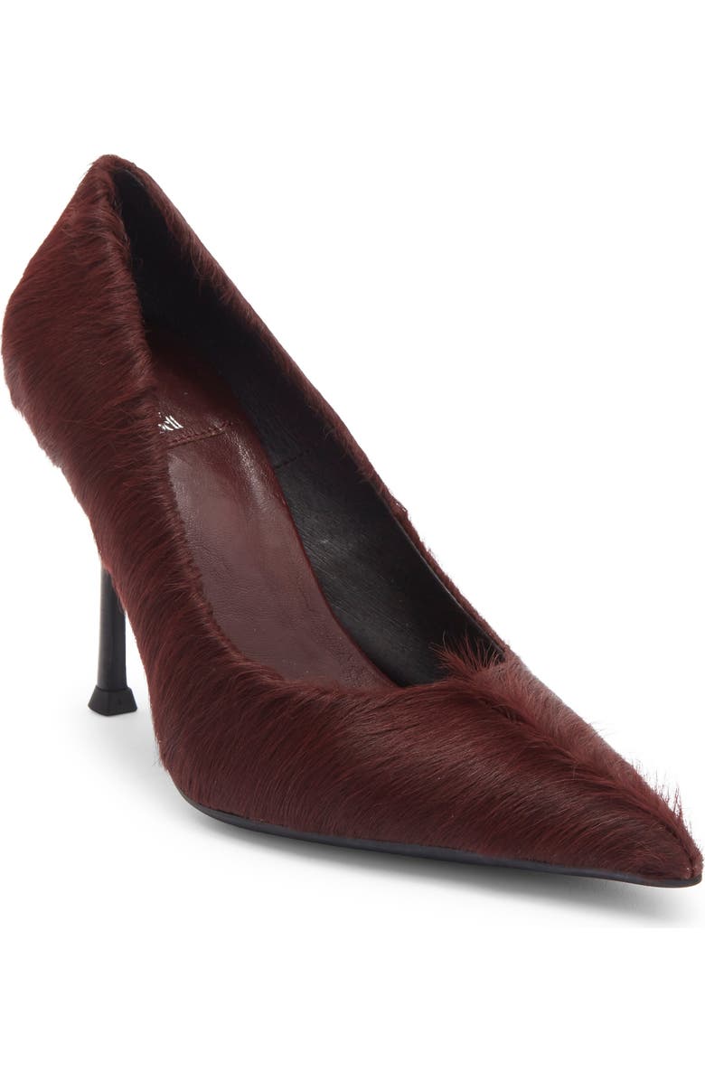 Jeffrey Campbell Genuine Calf Hair Pointed Toe Pump, Main, color, Wine Longhair