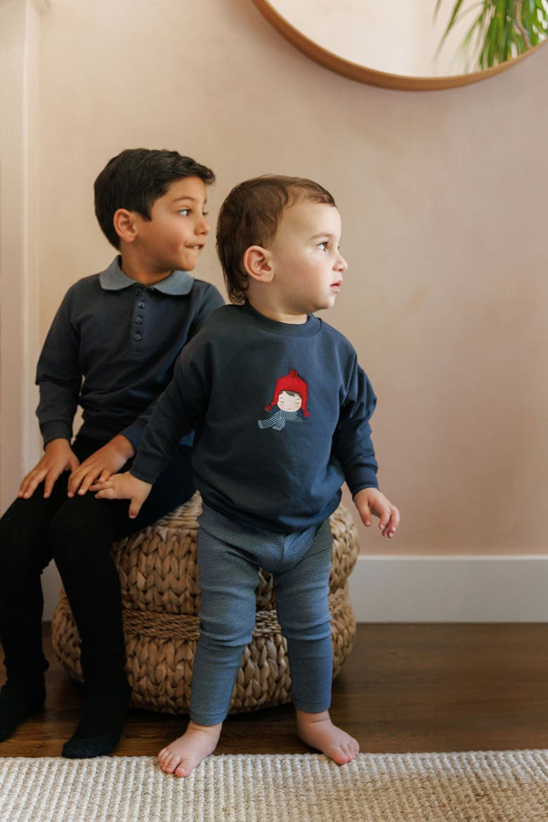French Terry Autumn Kids Collection - Sweatshirt and Leggings, Alternate, color, Navy