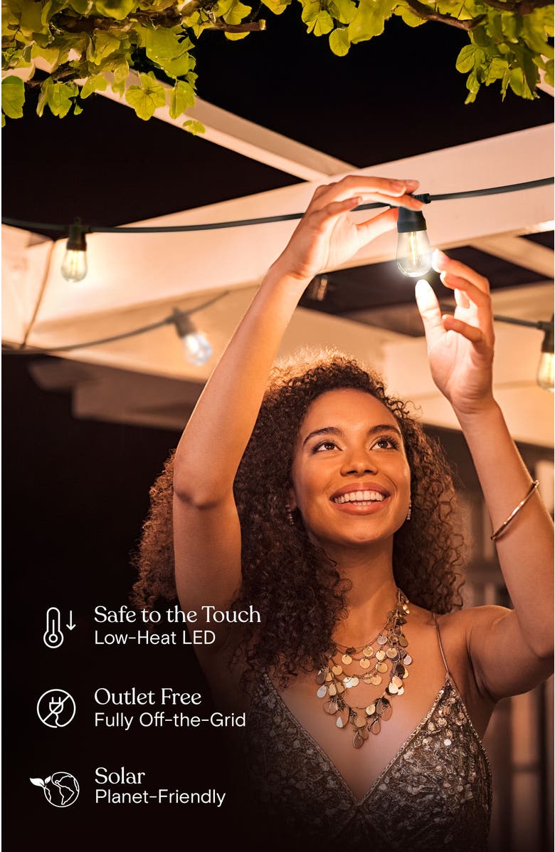 Brightech 27 ft, 12‑light Solar‑Powered Heavy Duty LED Outdoor String Lights, Weatherproof and Shatterproof Bulbs, Alternate, color, 27 Ft 12 Bulbs | Soft White