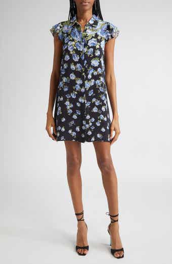 Alice + Olivia Jem Floral Ruffle Sleeve Mini Shirtdress