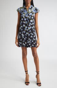 Alice + Olivia Jem Floral Ruffle Sleeve Mini Shirtdress