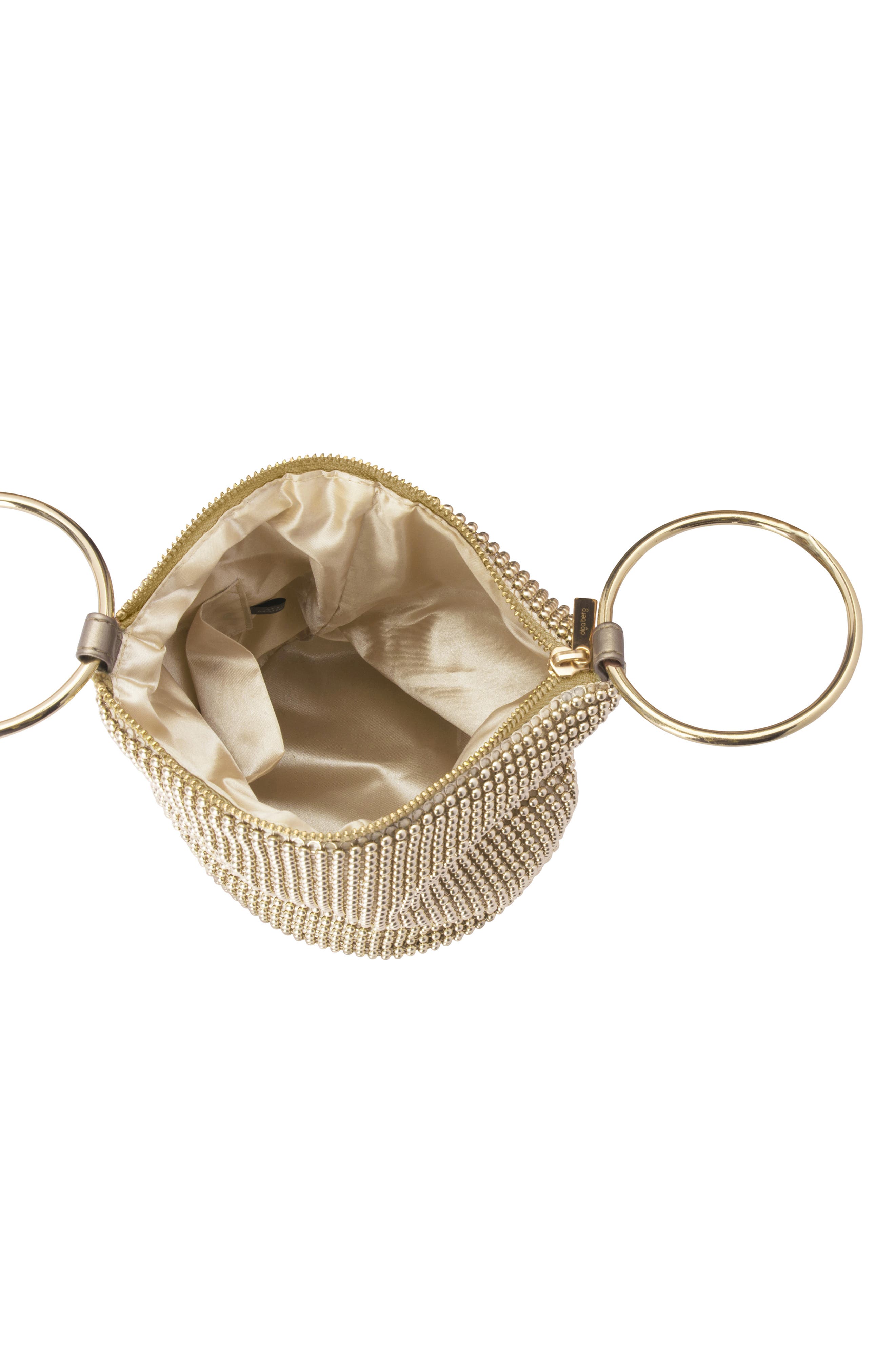 Olga Berg Bianca Mesh Bucket Bag, Alternate, color, Gold