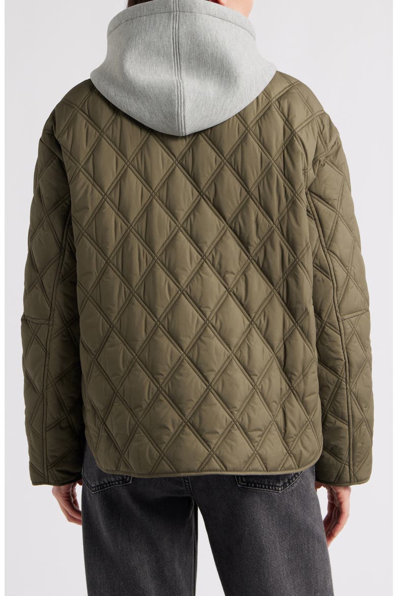 Hoodie Bib Quilted Jacket, Alternate, color, SAGE