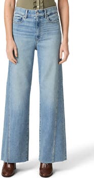 PAIGE Anessa Raw Hem High Waist Wide Leg Jeans
