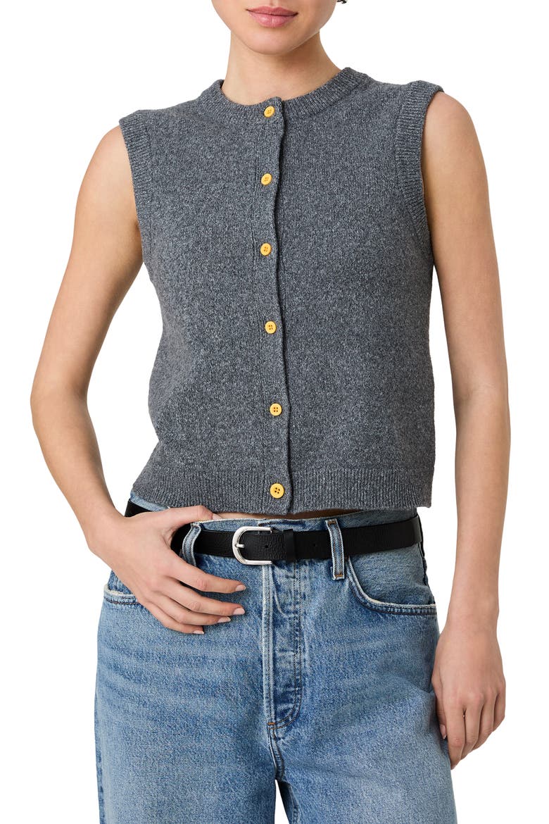 Aleyna Contrast Button Sweater Tank, Main, color, STONE HEATHER GREY