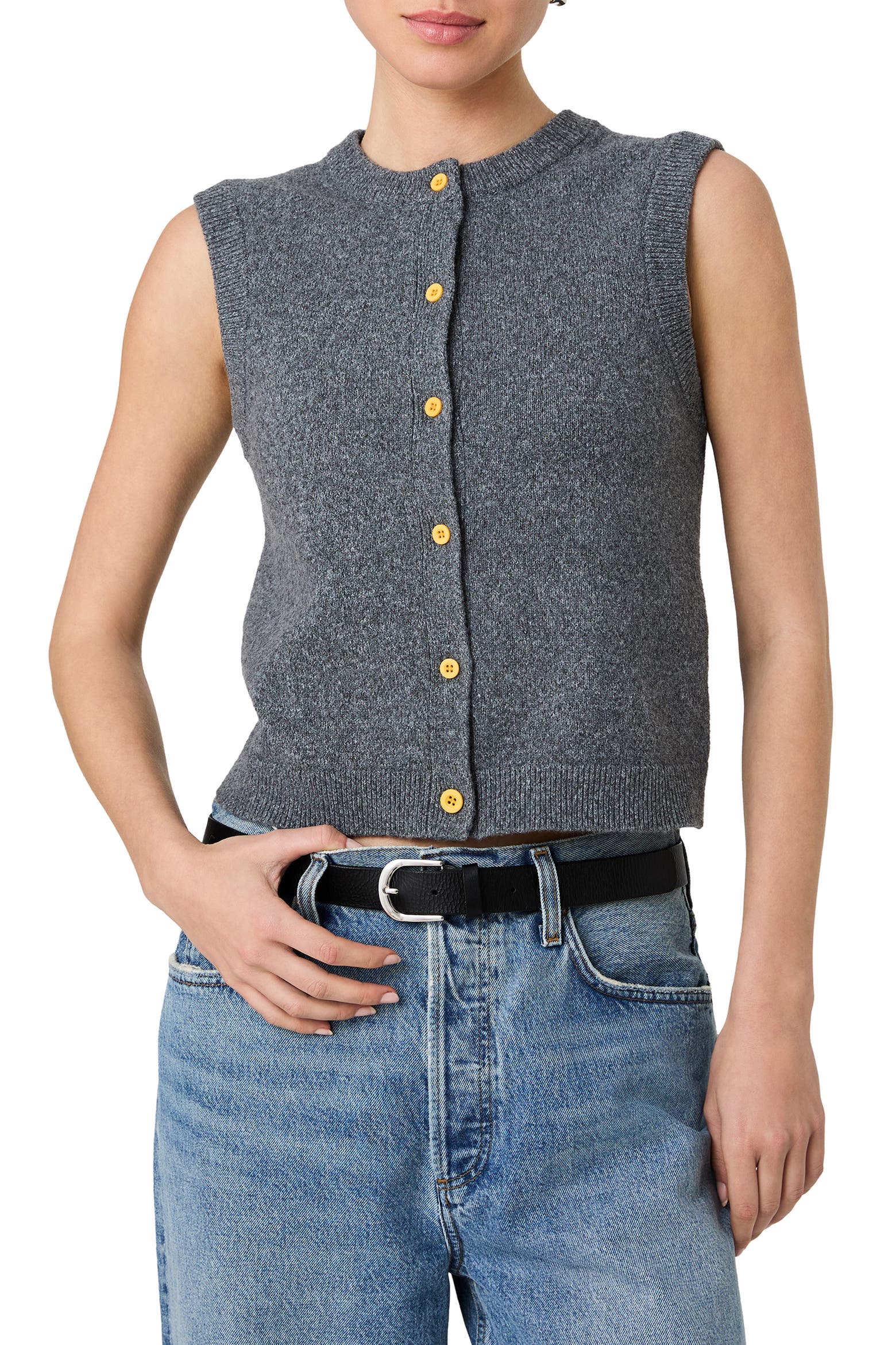 Card Color Button French Connection Aleyna Contrast Button Sweater Tank (Women) | Nordstrom