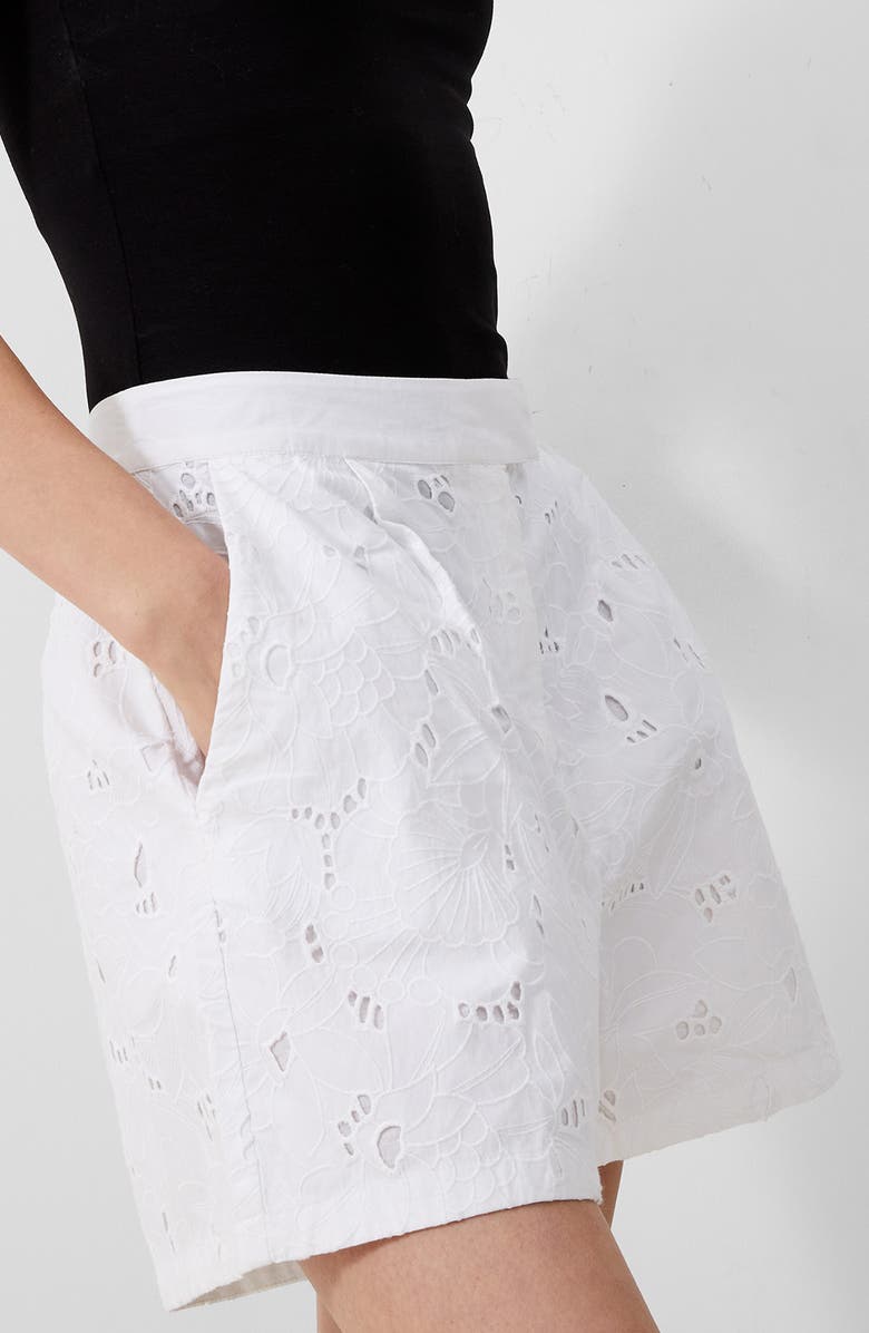 French Connection Rhodes Floral Lace Cotton Shorts, Alternate, color, 