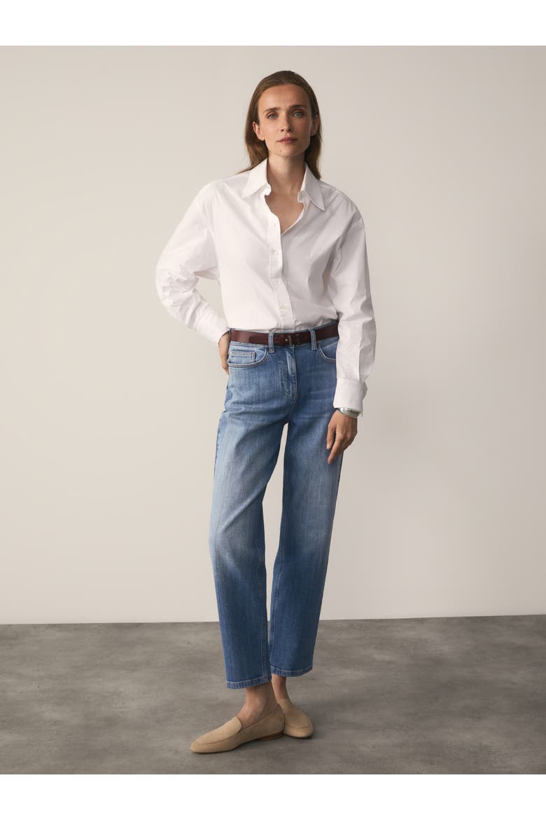 Claudia Cotton Blend Long Sleeve Shirt, Alternate, color, White