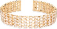 Tasha Teardrop Cubic Zirconia Three Row Cuff Bracelet