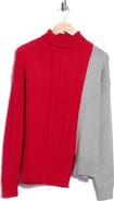 PATRIZIA LUCA Colorblocked Mixed Stitch Mock Neck Sweater