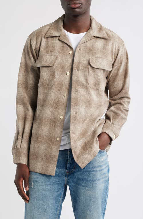 Pendleton Board Plaid Wool Flannel Button-up Shirt In Neutral