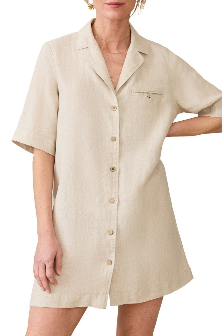 Paradise Point Linen Shirtdress, Alternate, color, FLAX