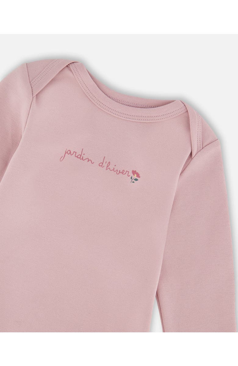 Deux par Deux Organic Cotton Long Sleeve Romper, Alternate, color, Neutral Purple