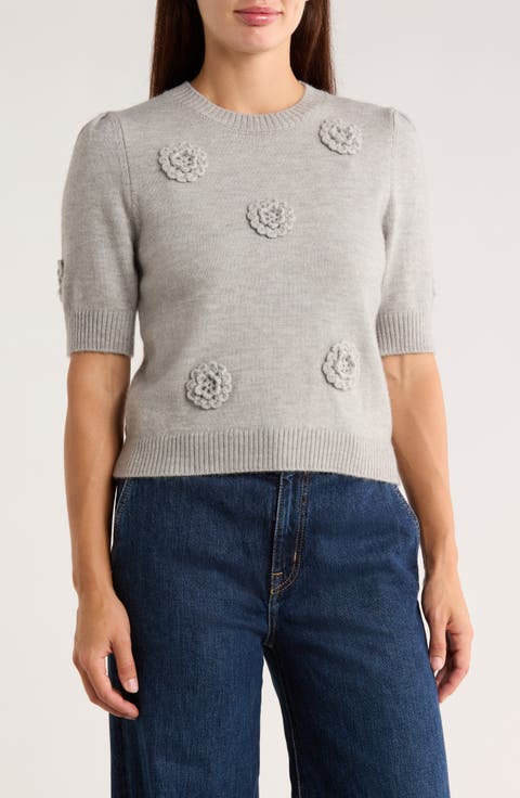 Rosette Short Sleeve Sweater