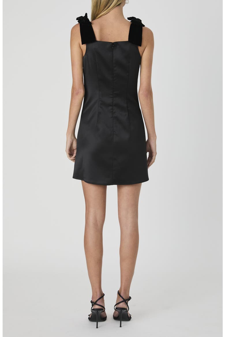Carey Bow Shoulder Satin Minidress, Alternate, color, BLACKOUT