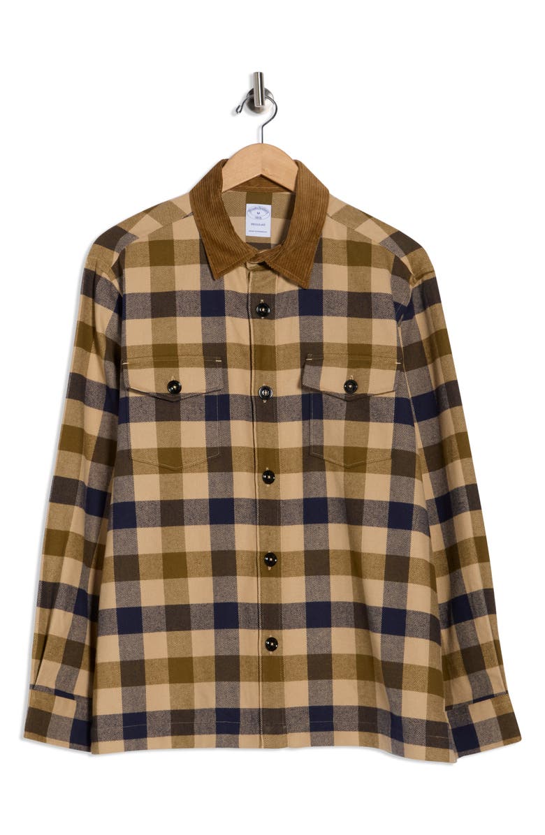 Brooks Brothers Corduroy Collar Plaid Shirt Jacket, Alternate, color, Incensepld