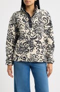 24Colours Leaf Print High Pile Fleece Pullover