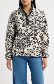 24Colours Leaf Print High Pile Fleece Pullover
