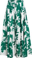 Max Mara Studio Idoneo Tropical Print Pleated Cotton Skirt