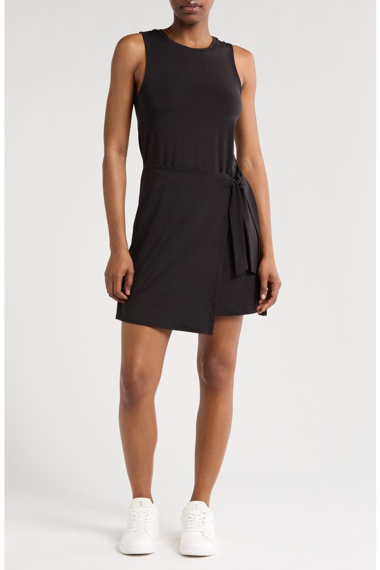 Meet Up Wrap Skirt Minidress, Main, color, BLACK