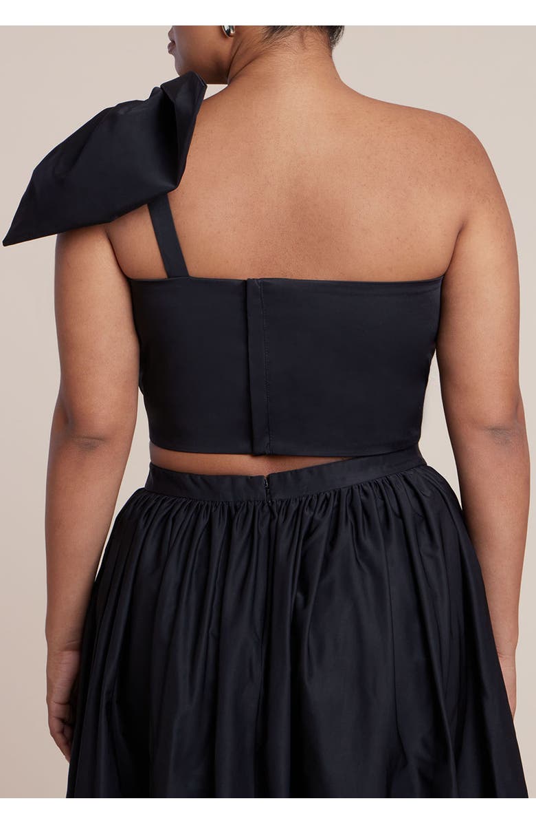 ELOQUII Crop Top With Large Bow, Alternate, color, Black Onyx