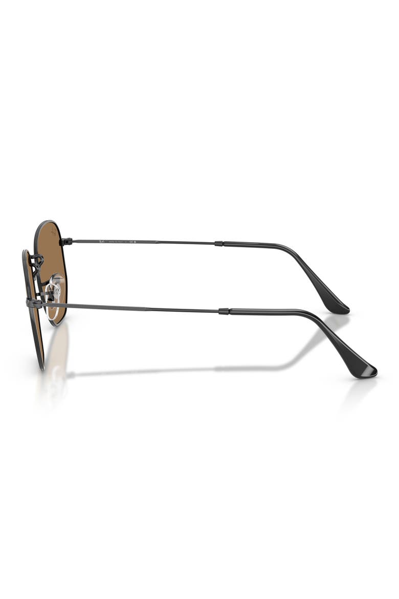 54mm Hexagonal Flat Lens Sunglasses, Alternate, color, BLACK / BROWN MIRROR BRONZE