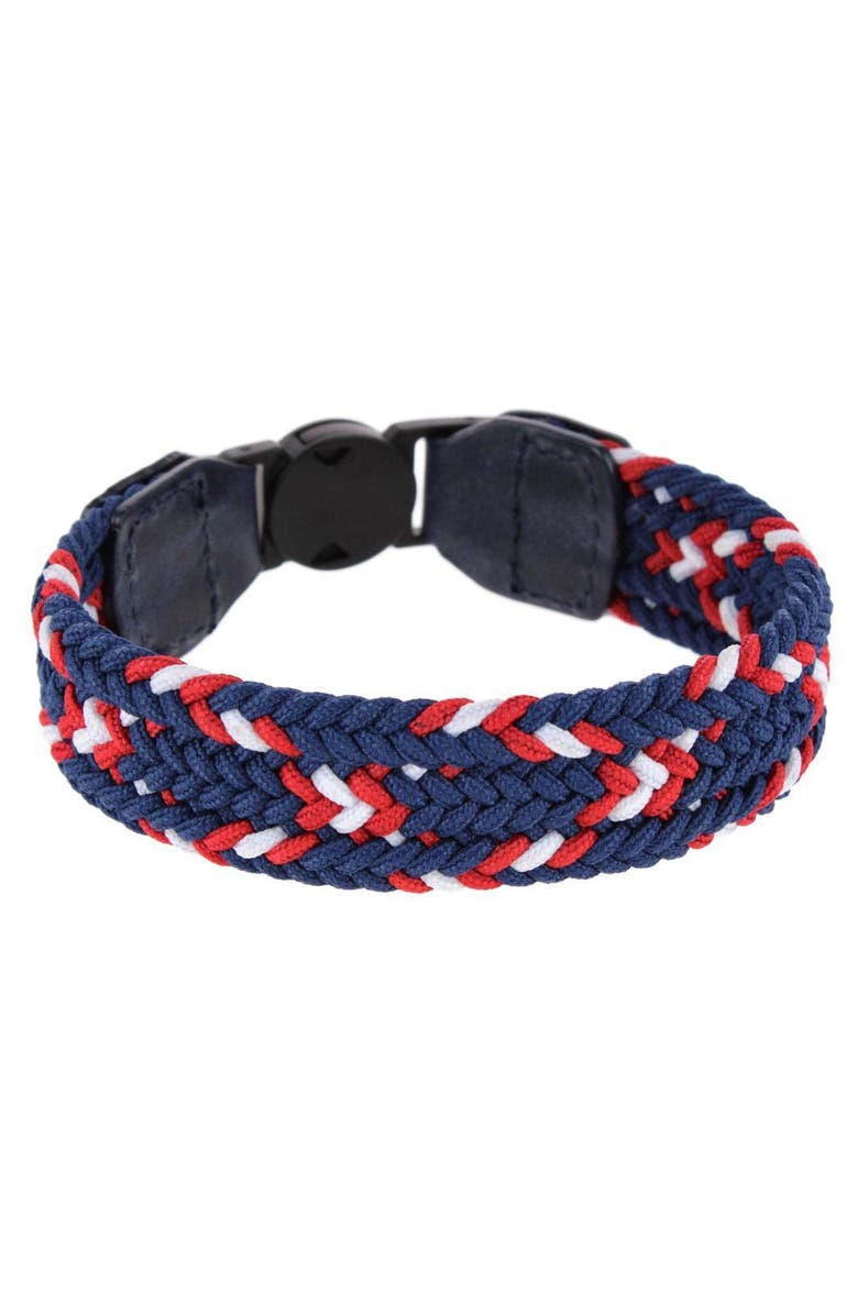 Trafalgar Rayden 18mm Mixed Colors Braided Golf Bracelet, Main, color, Blue, Red, And White Diamond