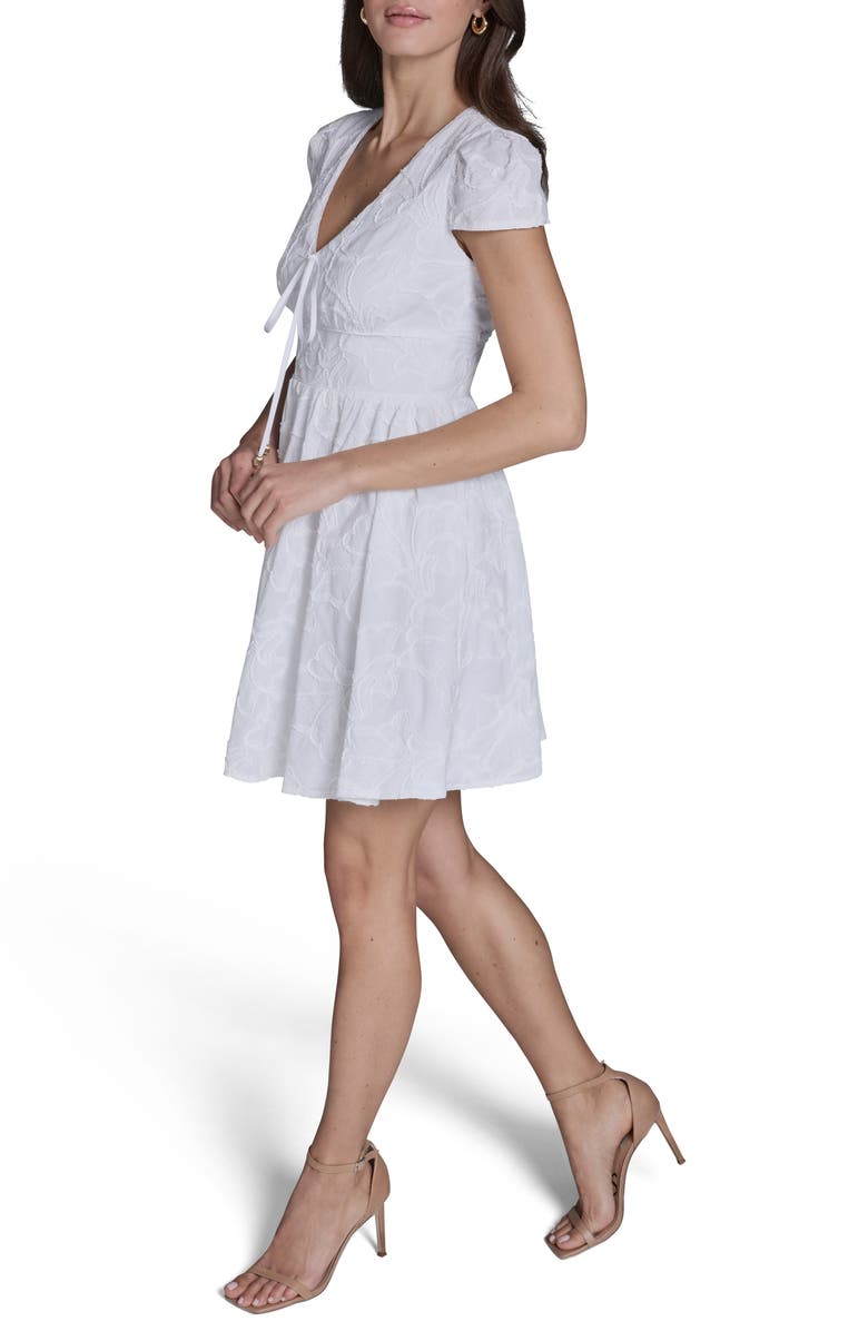 BCBG Textured Floral Cotton Dress, Alternate, color, 