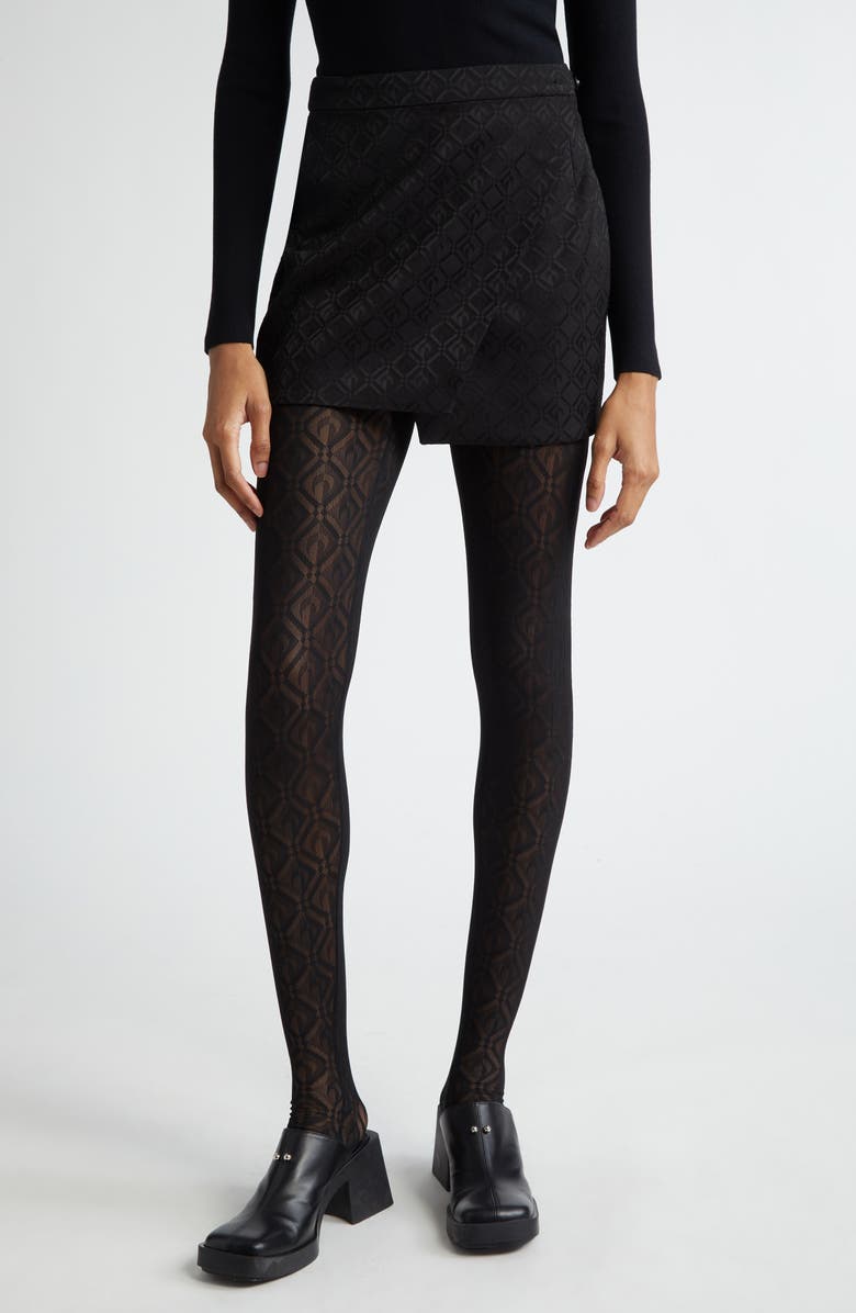 Marine Serre Moon Diamant Jacquard Sheer Mesh Tights, Main, color, 