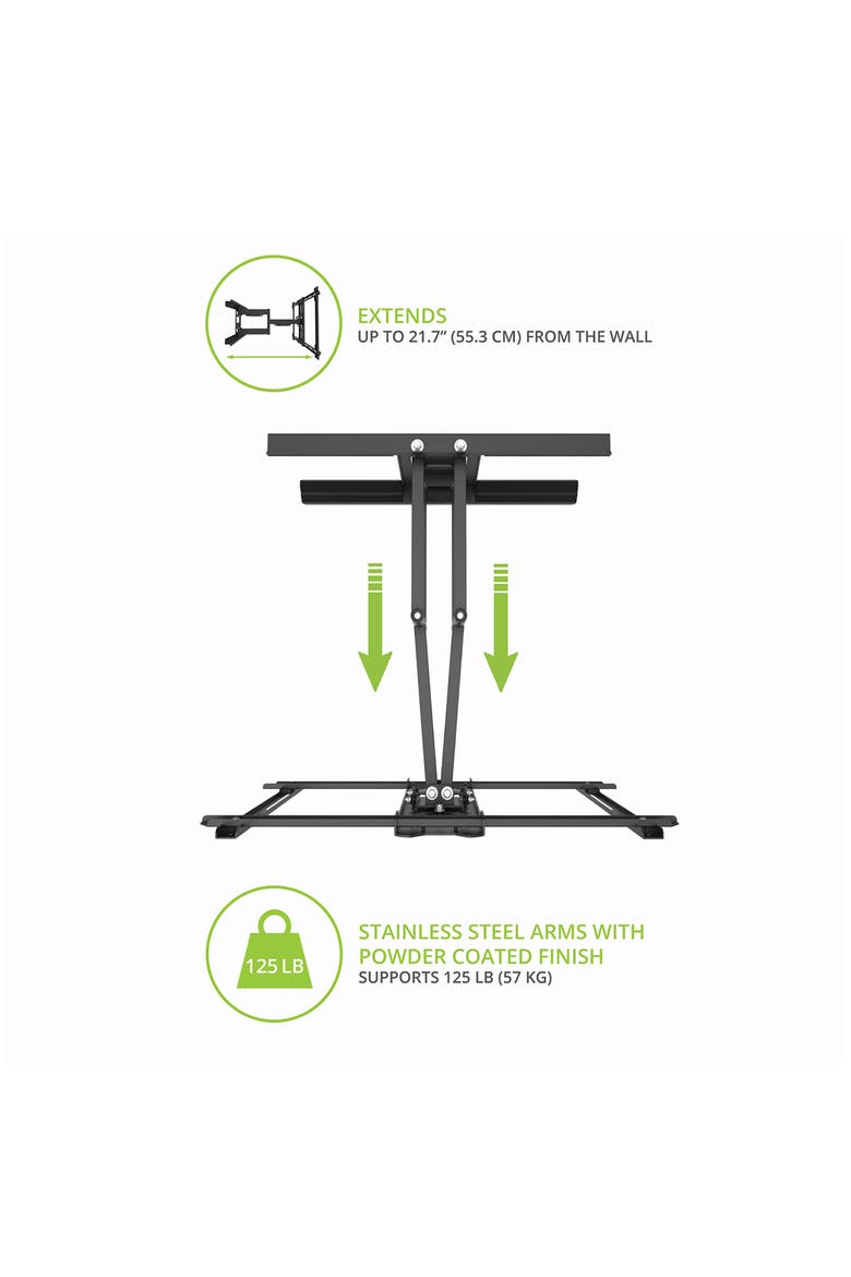 PDX650SG Stainless Steel Full-Motion Dual Stud Outdoor TV Mount for 37" - 75" TVs, Alternate, color, Black