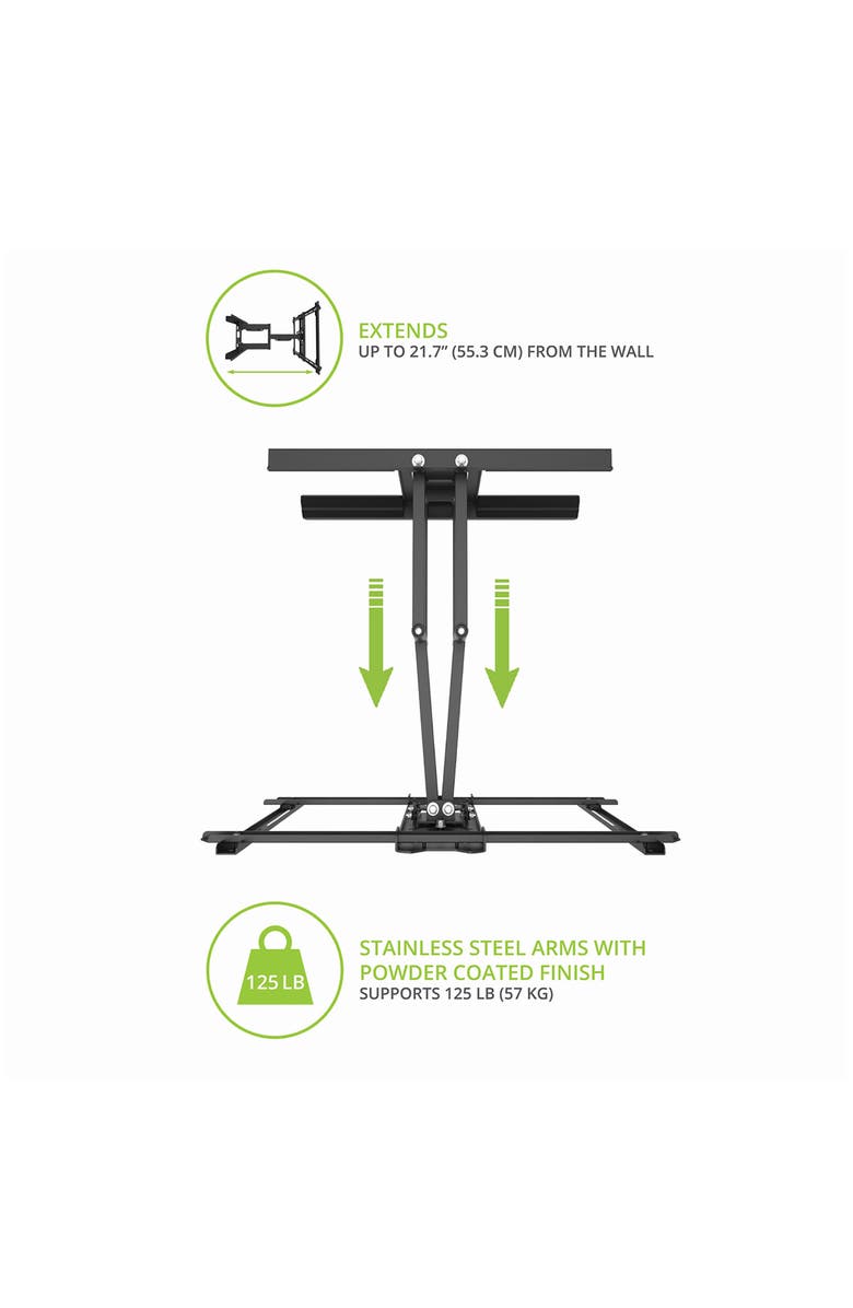 Kanto PDX650SG Stainless Steel Full-Motion Dual Stud Outdoor TV Mount for 37" - 75" TVs, Alternate, color, Black