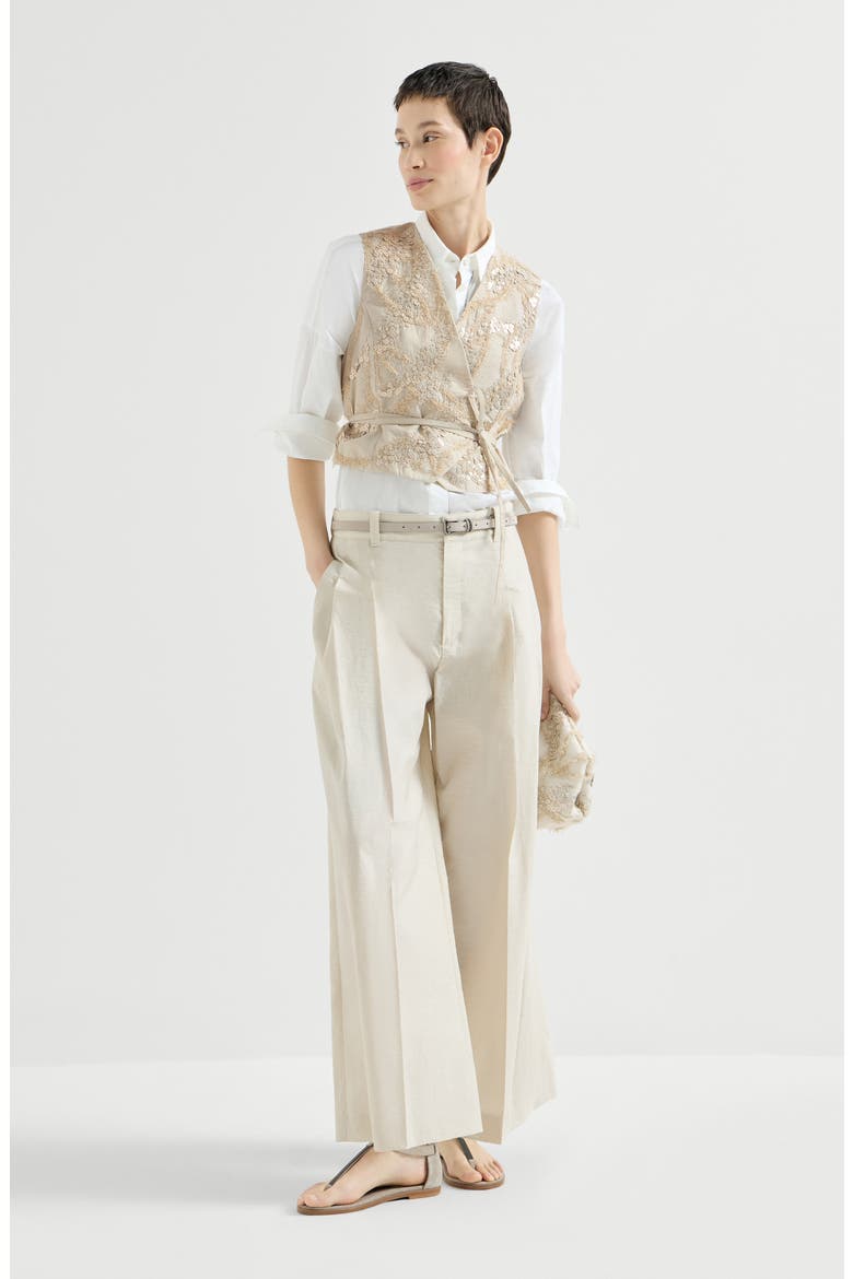 Vest with dazzling seabed embroidery, Alternate, color, Beige