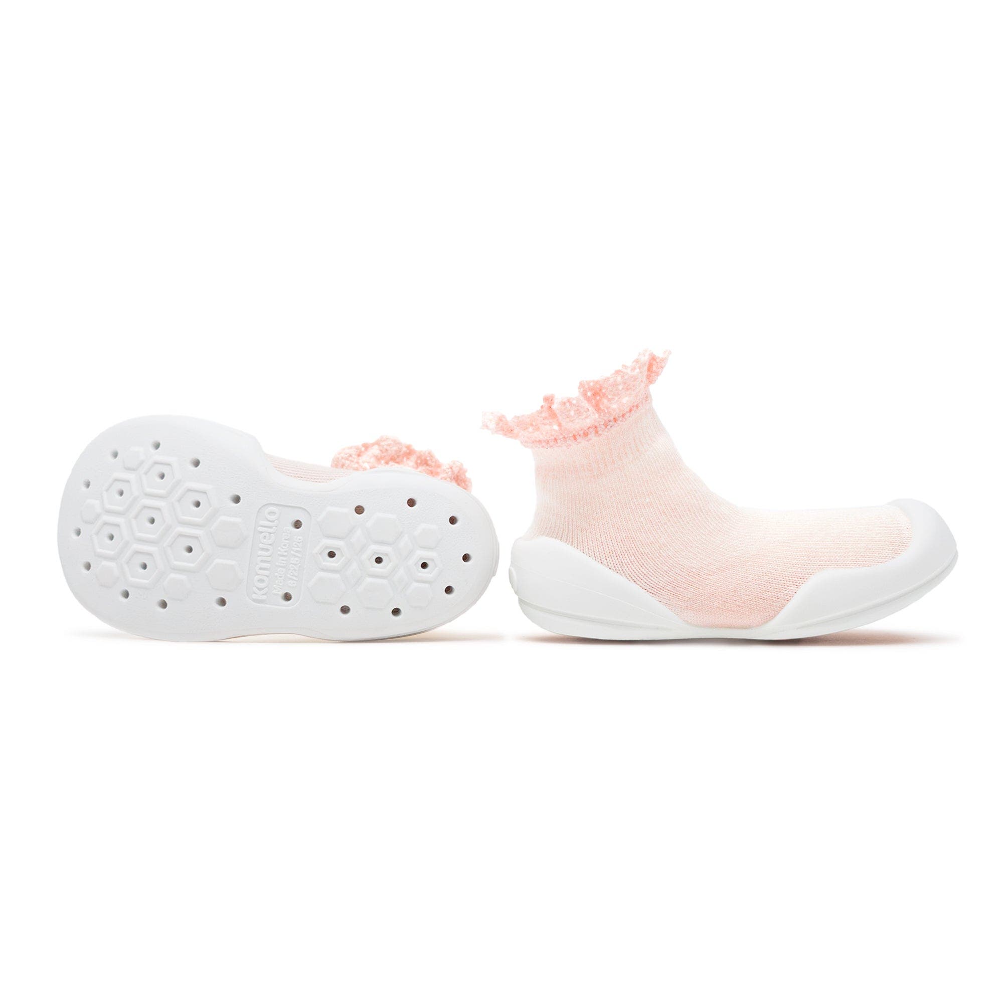 Toddler Girl Sock Shoes Lace Trim, Alternate, color, Baby Pink