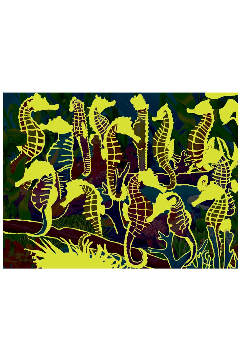 Singing Seahorses 300 Piece Glow Puzzle, Alternate, color, Multicolor