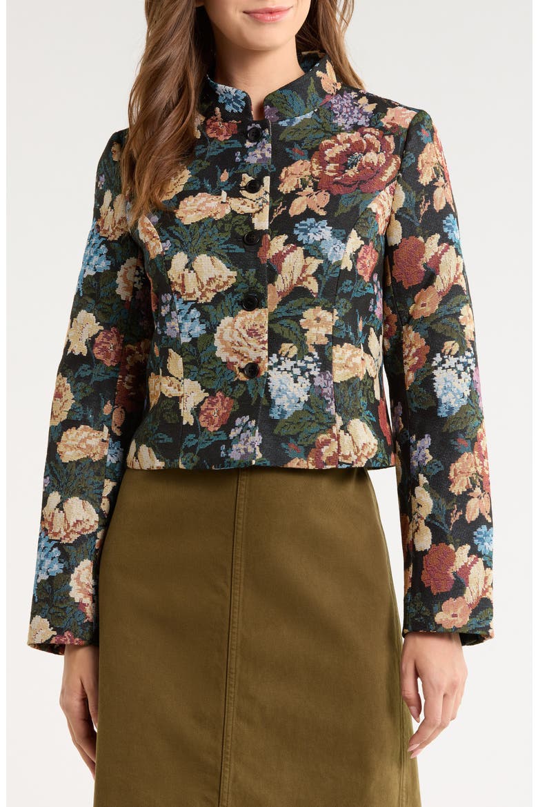 Matilda Faux Fur Trim Jacket, Alternate, color, VILLANDRY