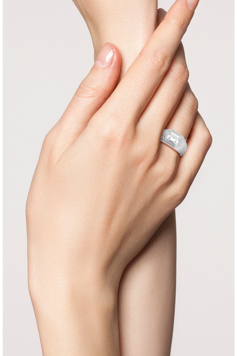 Cubic Zirconia Signet Ring, Alternate, color, SILVER