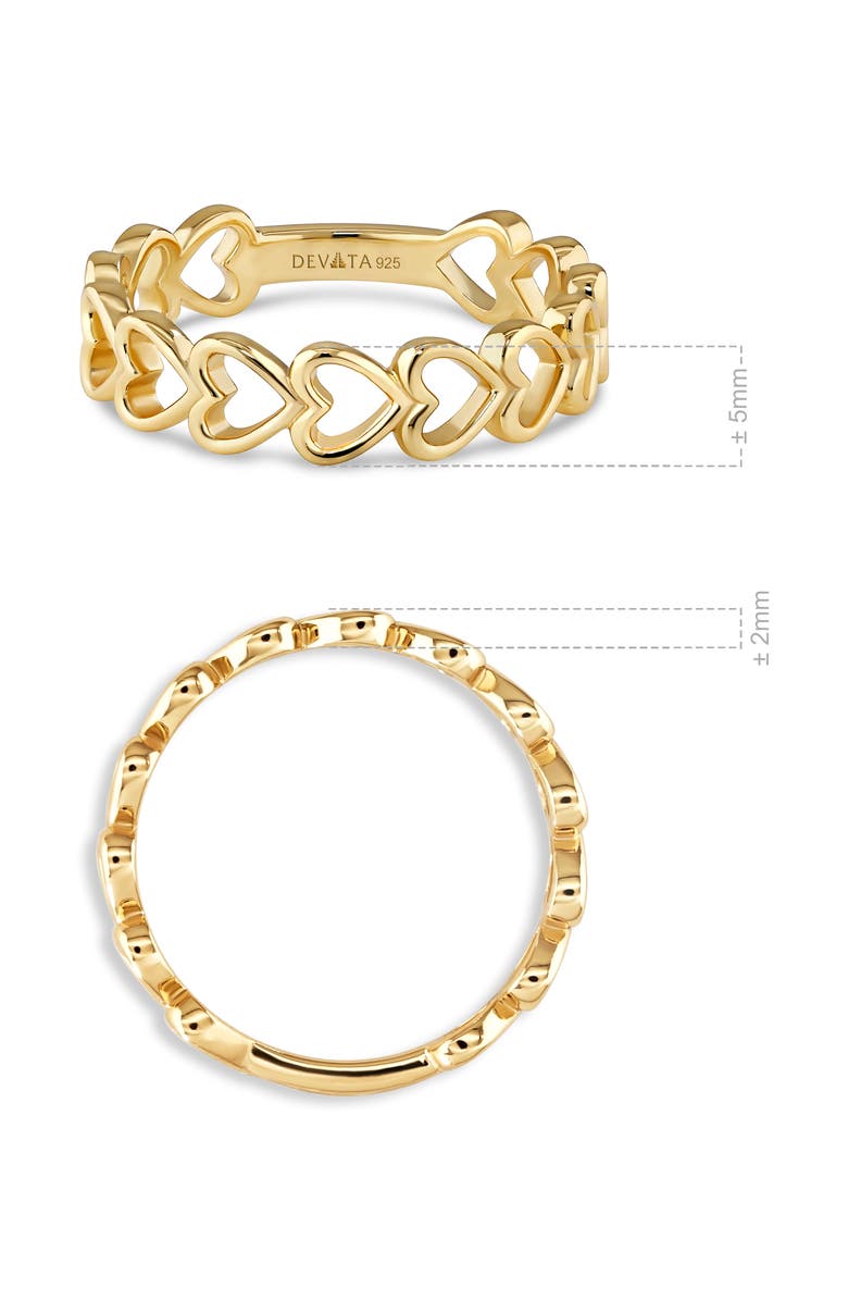 DEVATA Open Heart Ring in Gold Plated Sterling Silver, Alternate, color, Yellow Gold