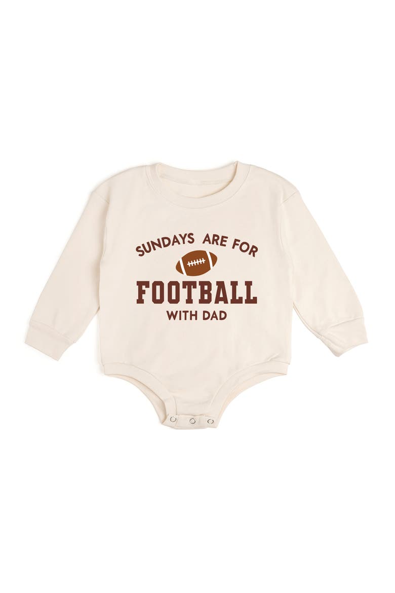Sundays Are For Football With Dad Long Sleeve Romper, Main, color, Natural Heather