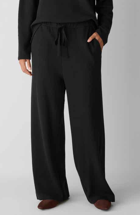 Eileen Fisher Organic Cotton Blend Ankle Wide Leg Drawstring Pants