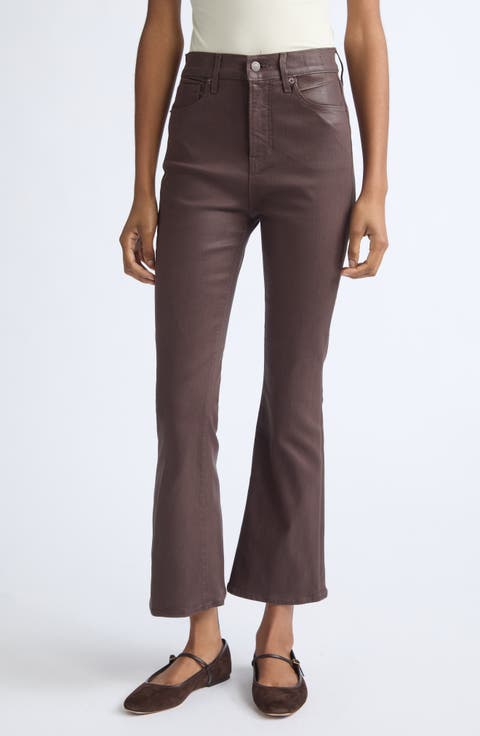 Carson High Waist Coated Ankle Flare Jeans