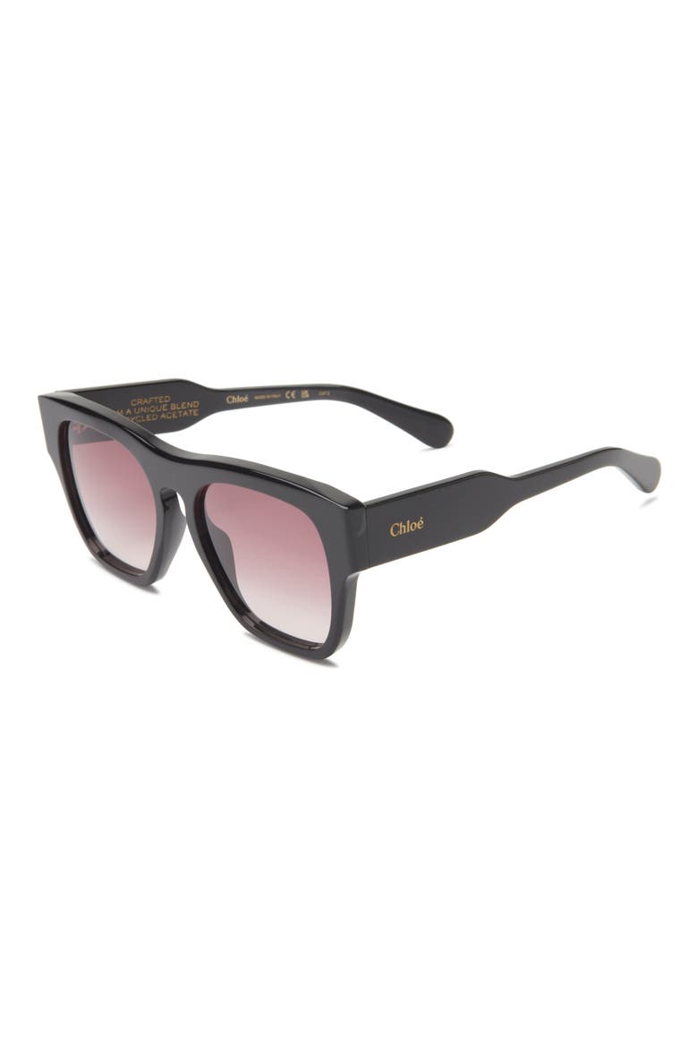 55mm Square Sunglasses, Alternate, color, BLACK BLACK RED