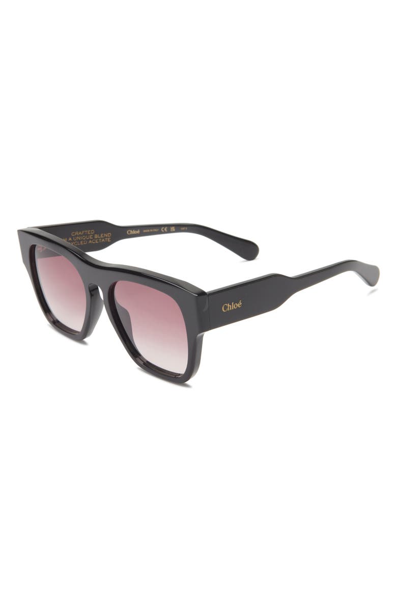 Chloé 55mm Square Sunglasses, Alternate, color, Black Black Red