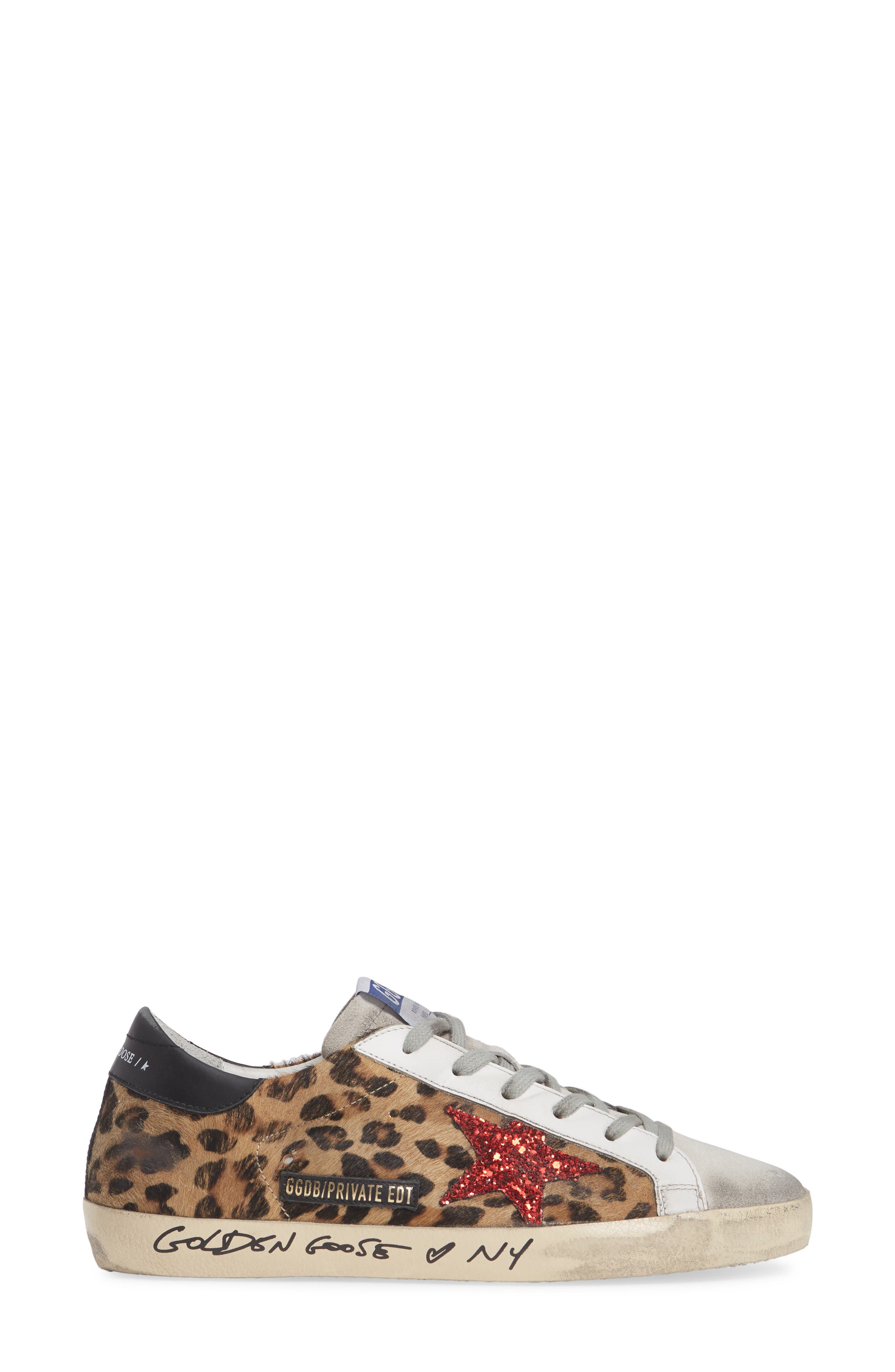 Golden Goose Glitter Star Genuine Calf Hair Sneaker, Alternate, color, 