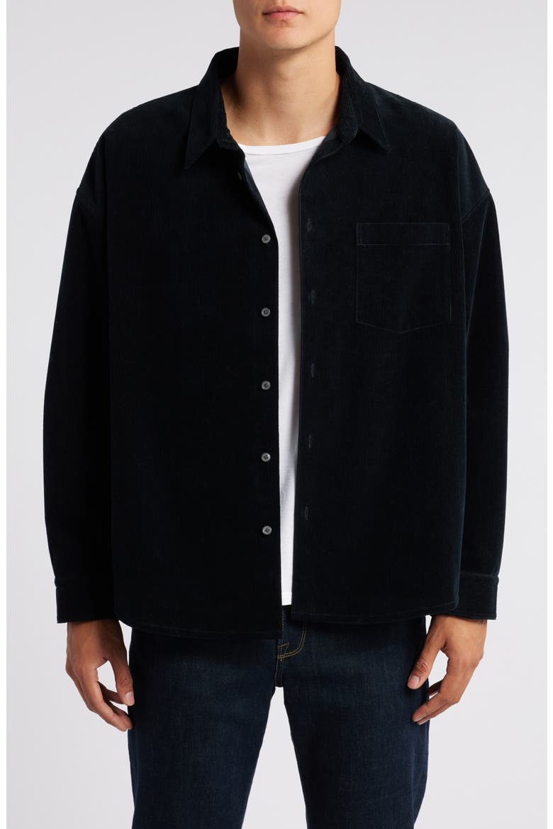Relaxed Corduroy Button-Up Shirt Jacket, Main, color, DARK NAVY