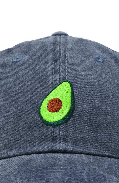 Dalix Avocado Embroidered Food Hat In Washed Navy Blue